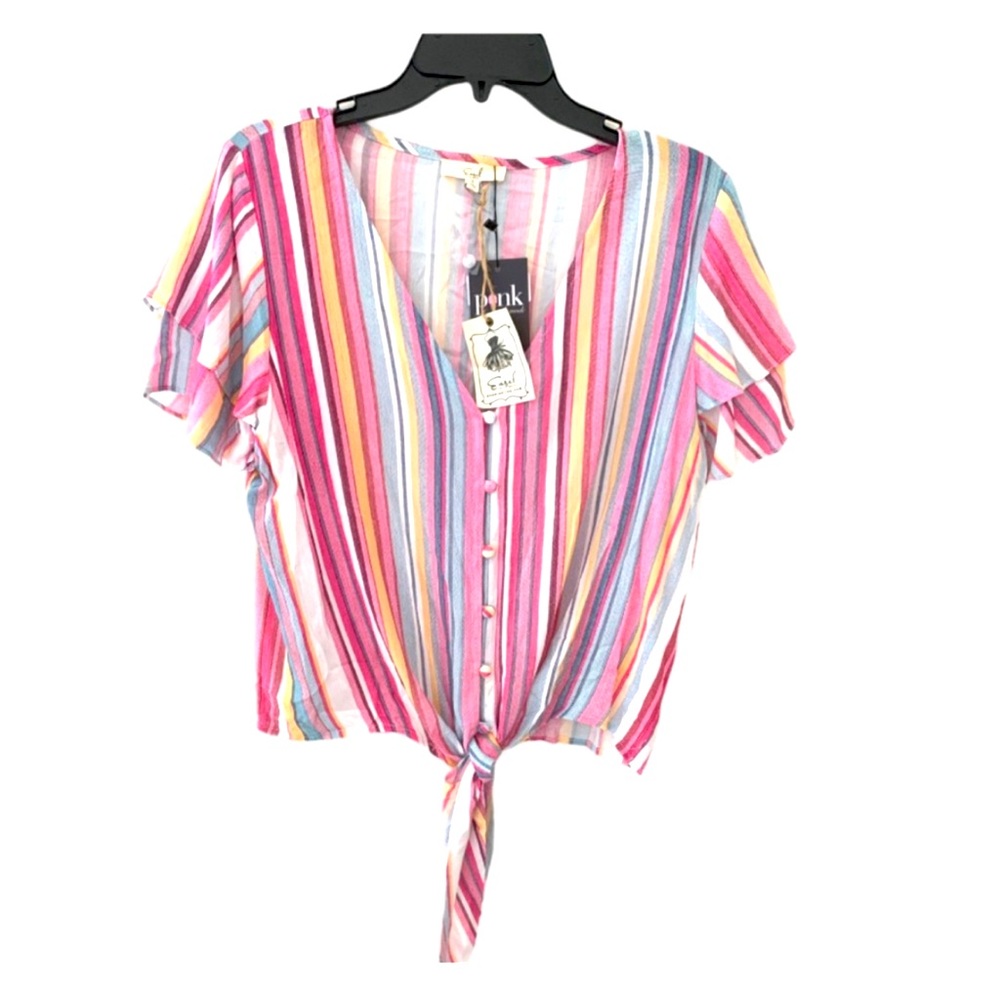 Easel Los Angeles Striped Tie Font Shirt Size S